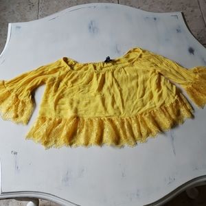 Yellow off the shoulder cropped top